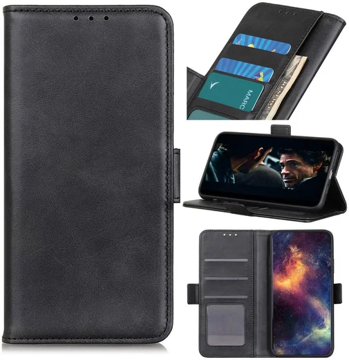 Motorola G9 Power Book Case Hoesje Book Case Retro Wallet Zwart afbeelding 1