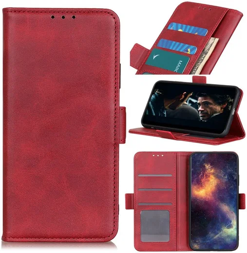 Motorola G9 Power Book Case Hoesje Book Case Retro Wallet Rood afbeelding 1