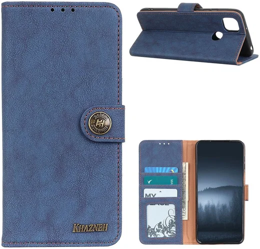Motorola Moto G 5G (2020) Hoesje Portemonnee met Drukknoop Sluiting Blauw afbeelding 3