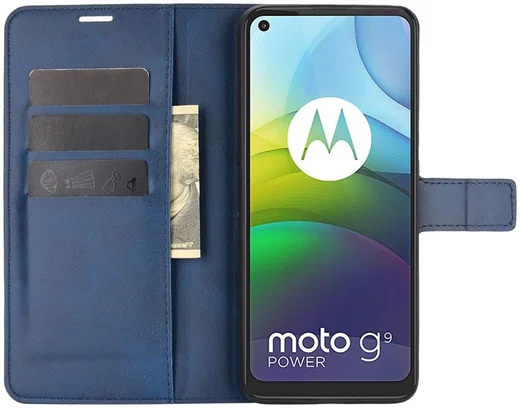 Motorola Moto G9 Power Portemonnee Bookcase Hoesje Blauw afbeelding 5