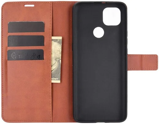 Motorola Moto G9 Power Portemonnee Bookcase Hoesje Lichtbruin afbeelding 4
