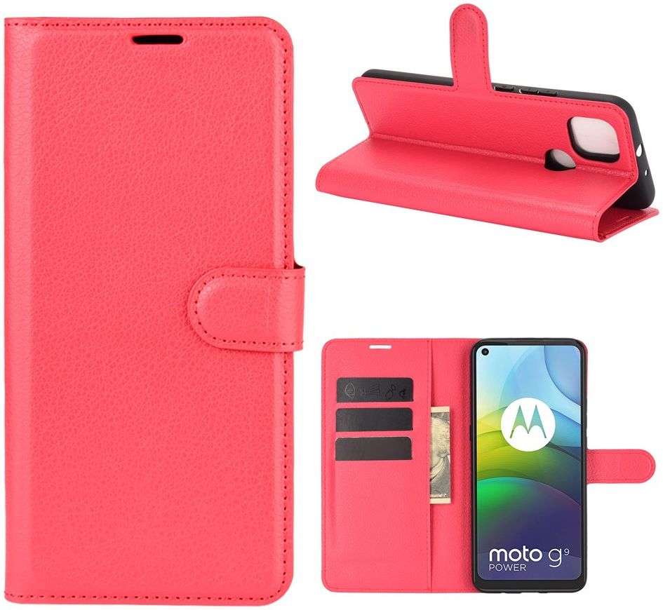 Motorola Moto G9 Power Hoesje Portemonnee Book Case Rood afbeelding 3