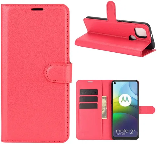 Motorola Moto G9 Power Hoesje Portemonnee Book Case Rood afbeelding 3