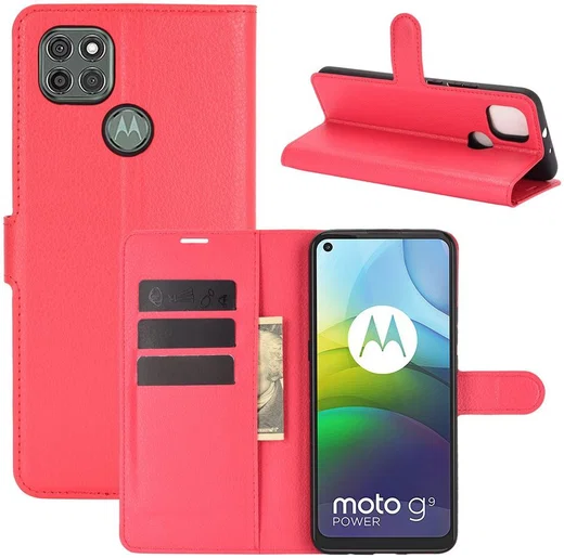 Motorola Moto G9 Power Hoesje Portemonnee Book Case Rood afbeelding 4