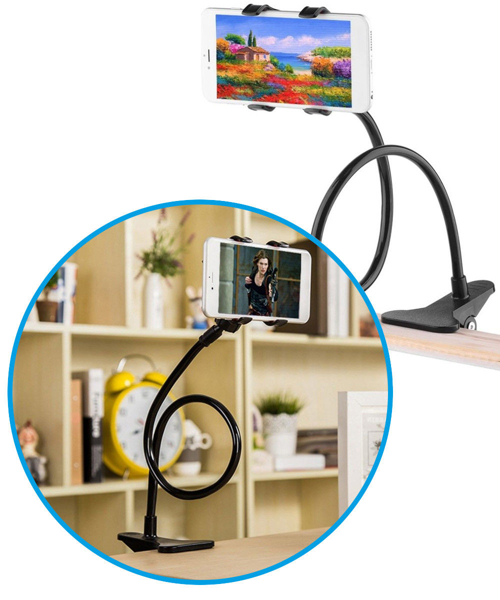 Universele en Flexibele Tablet en Telefoonhouder Bureau en Bed Zwart afbeelding 1