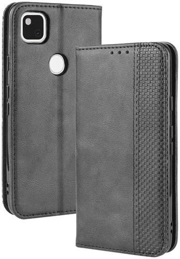 Google Pixel 4A Hoesje Vintage Portemonnee Book Case Zwart afbeelding 2