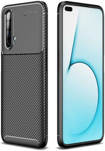 Realme X50 Hoesje Siliconen Carbon TPU Back Cover Zwart afbeelding 1