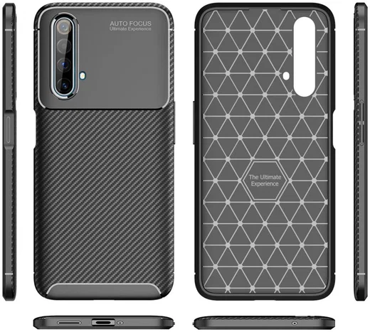 Realme X50 Hoesje Siliconen Carbon TPU Back Cover Zwart afbeelding 13