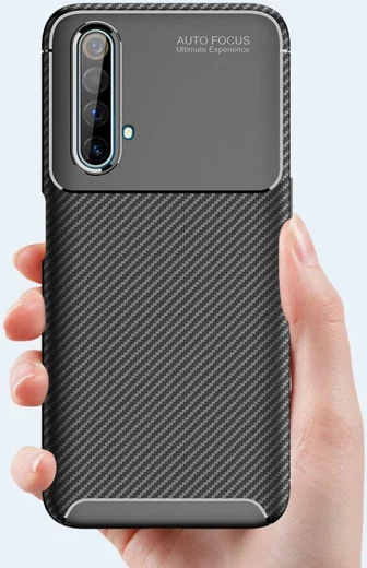 Realme X50 Hoesje Siliconen Carbon TPU Back Cover Zwart afbeelding 14