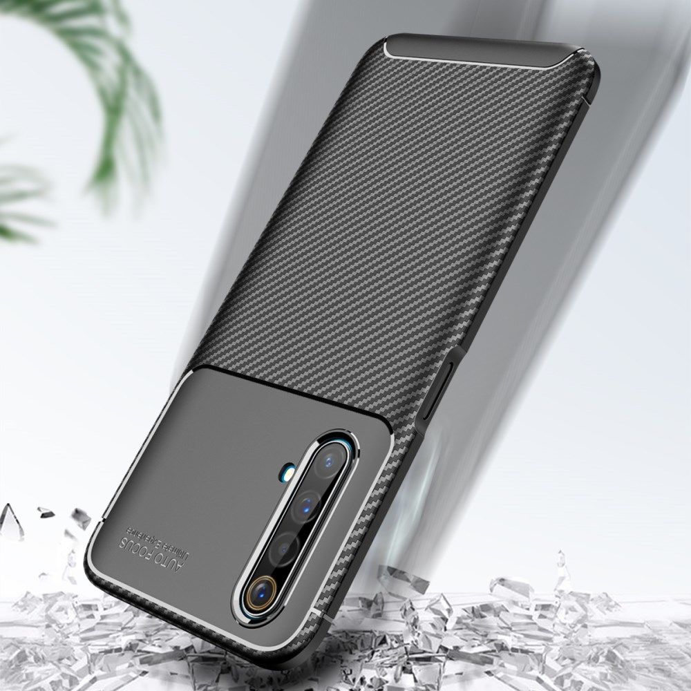 Realme X50 Hoesje Siliconen Carbon TPU Back Cover Zwart afbeelding 4