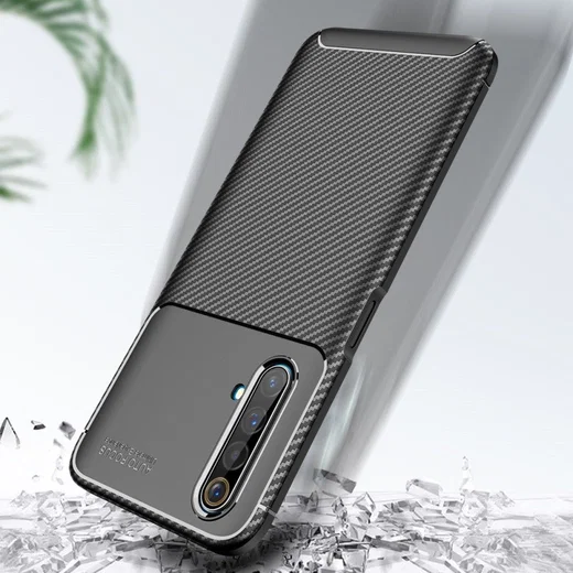 Realme X50 Hoesje Siliconen Carbon TPU Back Cover Zwart afbeelding 4