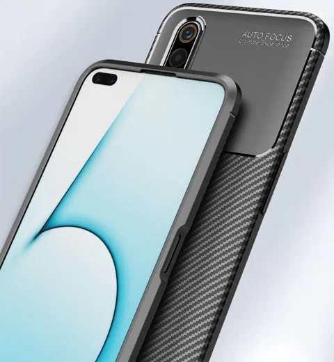 Realme X50 Hoesje Siliconen Carbon TPU Back Cover Zwart afbeelding 5