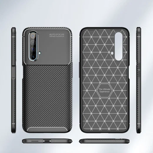 Realme X50 Hoesje Siliconen Carbon TPU Back Cover Zwart afbeelding 7
