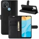 Oppo A15 Litchi Skin Portemonnee Hoesje Book Case Zwart afbeelding 6