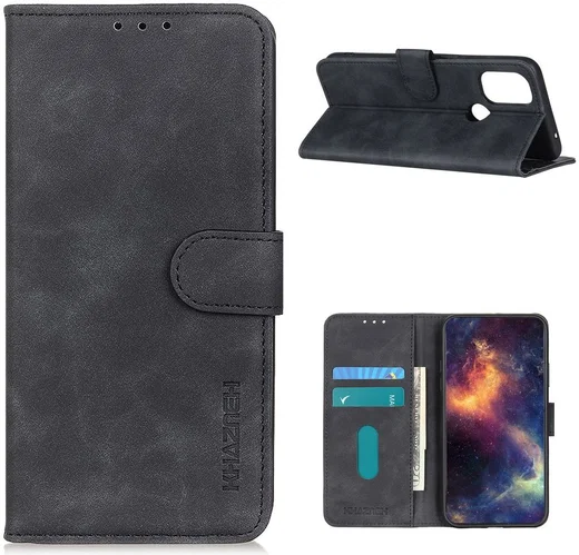KHAZNEH OnePlus Nord N10 Hoesje Retro Wallet Book Case Zwart afbeelding 3