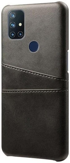 OnePlus Nord N10 Hoesje Back Cover met Kaarthouder Zwart afbeelding 1