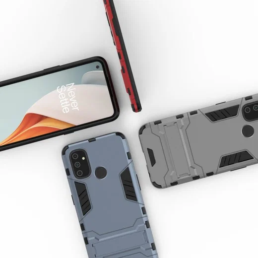 OnePlus Nord N100 Hoesje Shock Proof Back Cover Met Kickstand Zwart afbeelding 2