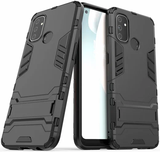 OnePlus Nord N100 Hoesje Shock Proof Back Cover Met Kickstand Zwart afbeelding 4