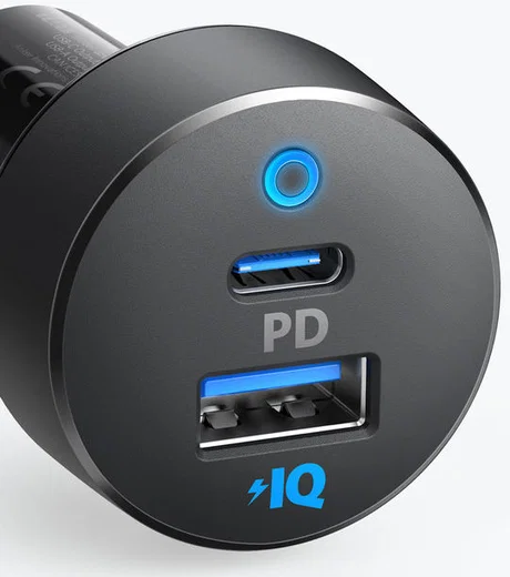 Anker PowerDrive Auto Lader 18W USB-C + 15W USB-A Zwart afbeelding 3