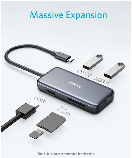 Anker Premium 5-in-1 USB-C Data Hub Zwart afbeelding 2