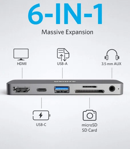 Anker PowerExpand Direct 6-in-1 USB-C Media Hub voor iPad Pro afbeelding 2
