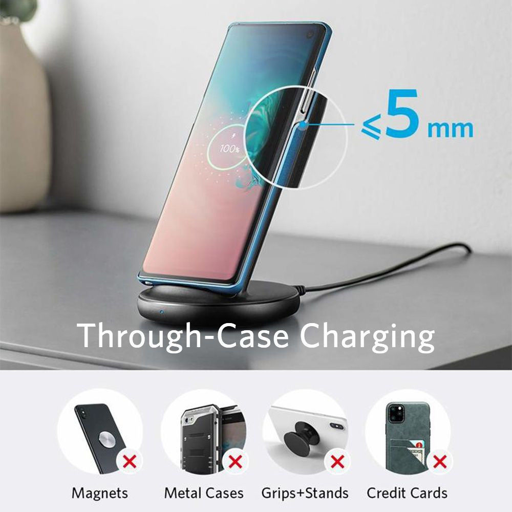 Anker PowerWave II Sense (15W) Draadloze Oplader met Standaard Zwart afbeelding 6
