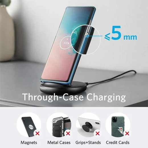 Anker PowerWave II Sense (15W) Draadloze Oplader met Standaard Zwart afbeelding 6