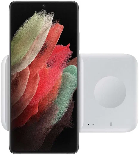 Originele Samsung Wireless Charger Duo Pad Smartphone/Buds/Watch Wit afbeelding 2