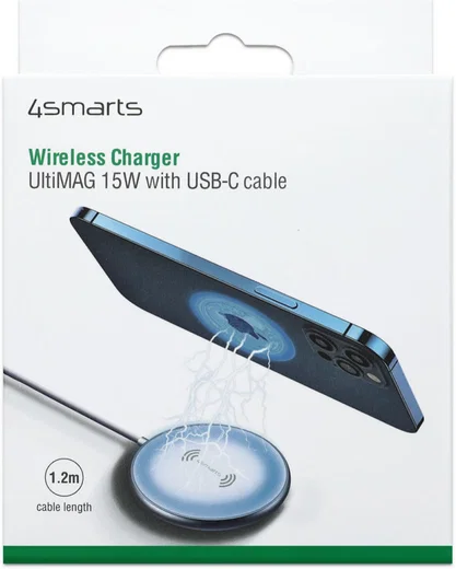 4smarts UltiMag 15W MagSafe Oplader met USB-C Kabel 1.2 Meter Wit afbeelding 7