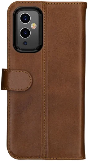 Rosso Deluxe OnePlus 9 Hoesje Echt Leer Book Case Bruin afbeelding 5