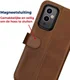 Rosso Deluxe OnePlus 9 Hoesje Echt Leer Book Case Bruin afbeelding 9