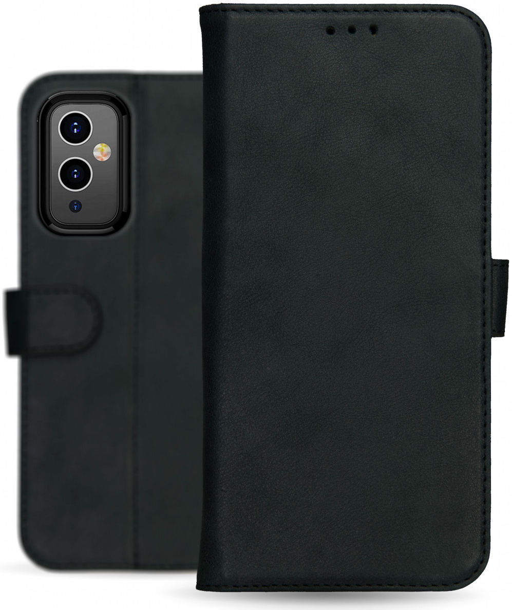 Rosso Deluxe OnePlus 9 Hoesje Echt Leer Book Case Zwart afbeelding 11