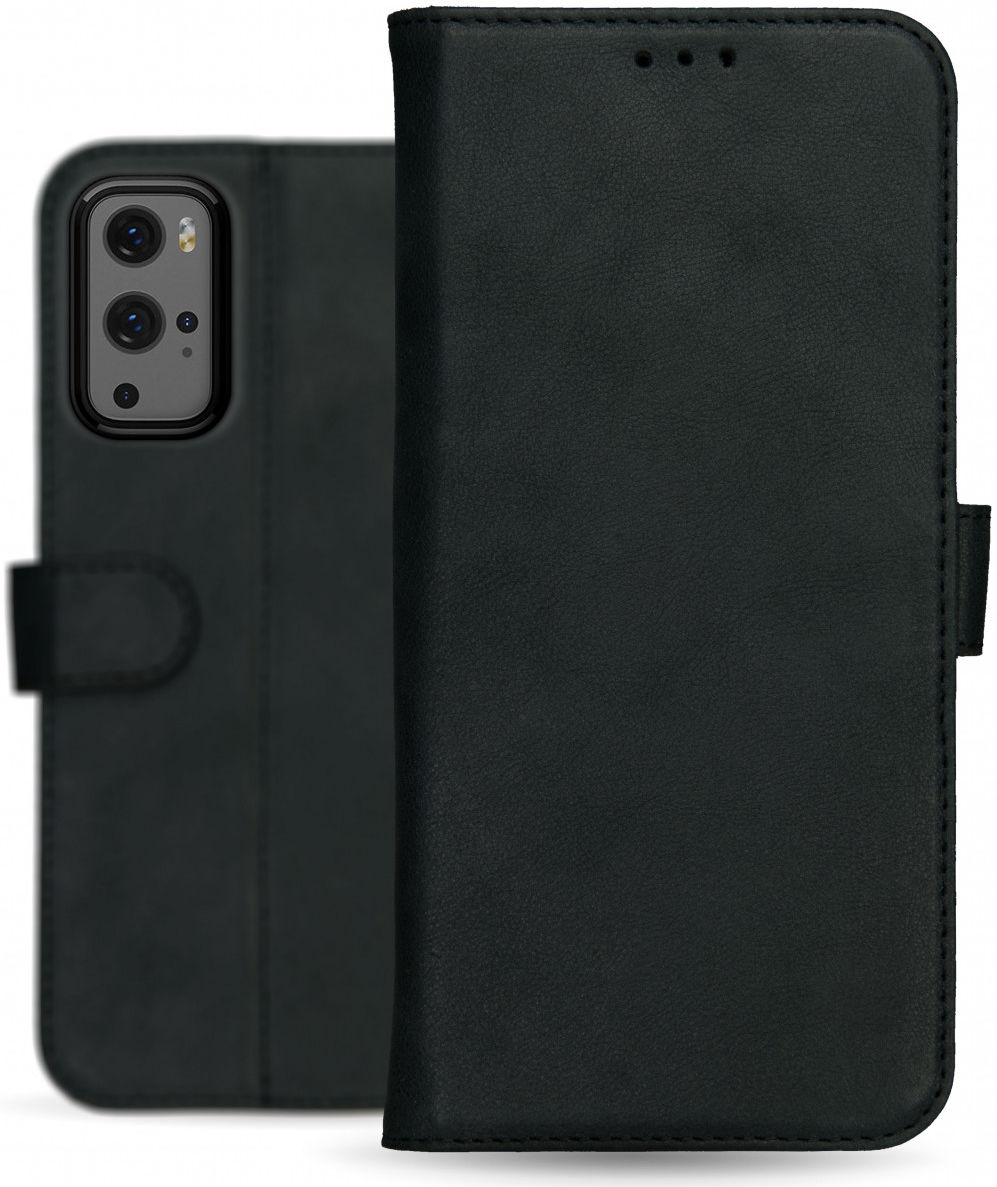 Rosso Deluxe OnePlus 9 Pro Hoesje Echt Leer Book Case Zwart afbeelding 12