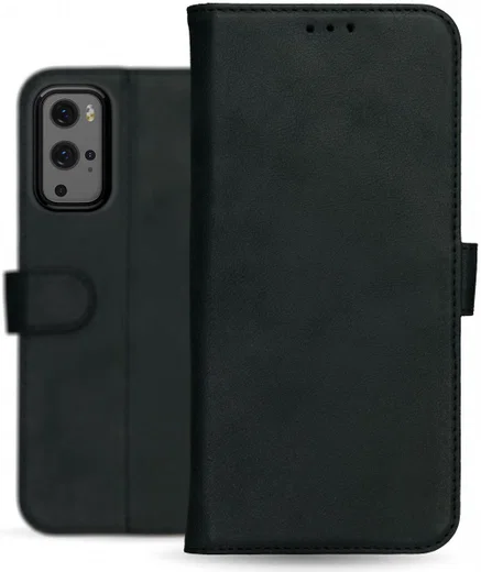 Rosso Deluxe OnePlus 9 Pro Hoesje Echt Leer Book Case Zwart afbeelding 12