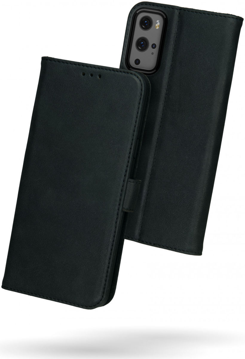 Rosso Deluxe OnePlus 9 Pro Hoesje Echt Leer Book Case Zwart afbeelding 4