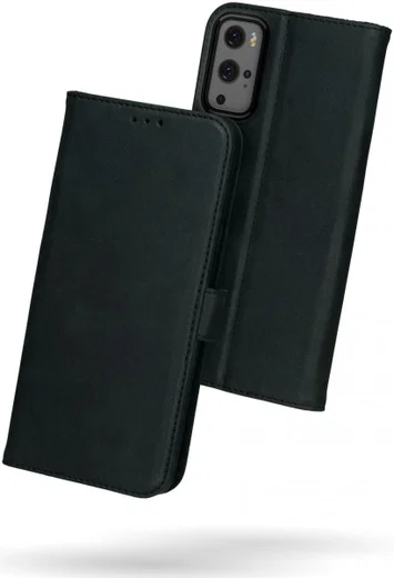 Rosso Deluxe OnePlus 9 Pro Hoesje Echt Leer Book Case Zwart afbeelding 4