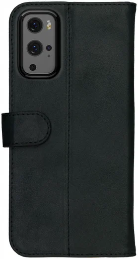 Rosso Deluxe OnePlus 9 Pro Hoesje Echt Leer Book Case Zwart afbeelding 6