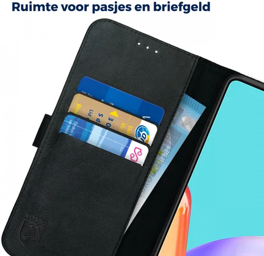 Rosso Deluxe Samsung Galaxy A52 / A52S Hoesje Echt Leer Zwart afbeelding 6