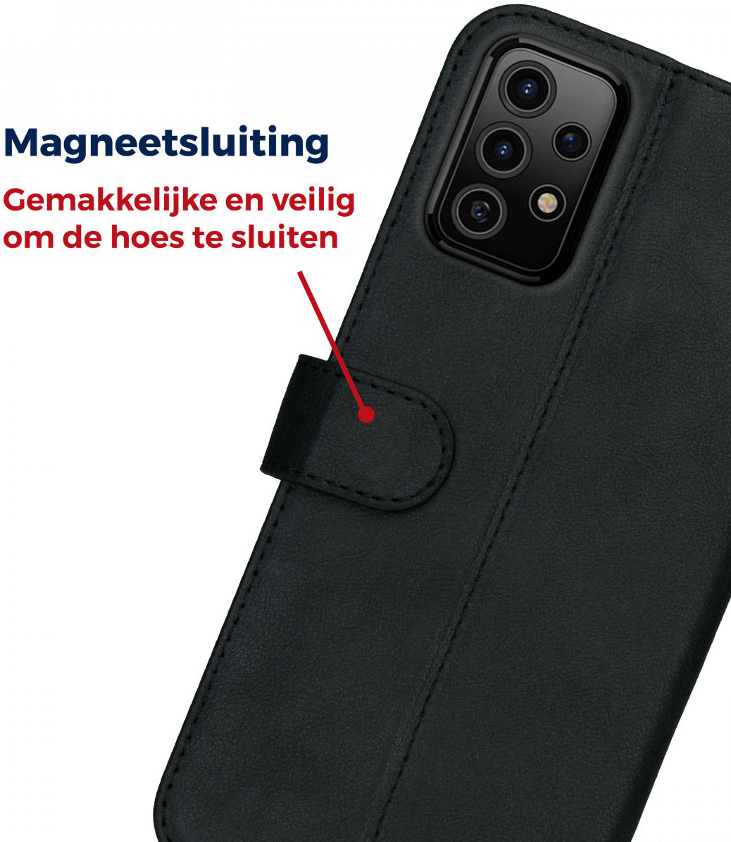 Rosso Deluxe Samsung Galaxy A52 / A52S Hoesje Echt Leer Zwart afbeelding 9