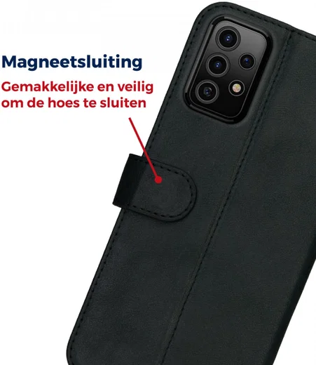 Rosso Deluxe Samsung Galaxy A52 / A52S Hoesje Echt Leer Zwart afbeelding 9