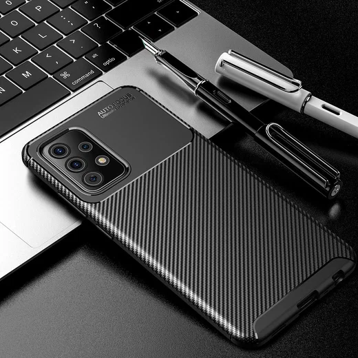 Samsung Galaxy A52 / A52S Hoesje Siliconen Carbon TPU Back Cover Zwart afbeelding 5