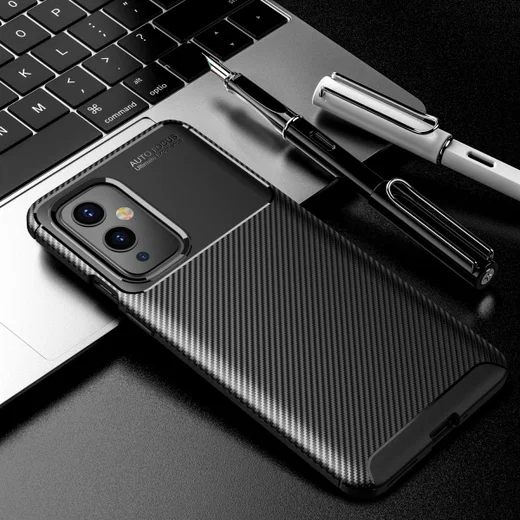 OnePlus 9 Hoesje Siliconen Carbon TPU Back Cover Zwart afbeelding 13