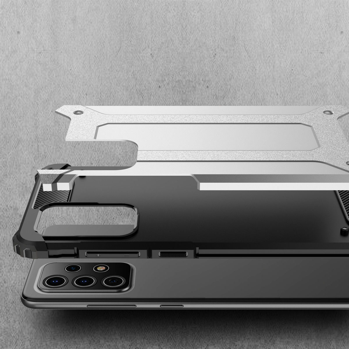 Samsung Galaxy A52 / A52S Hoesje Shock Proof Hybride Back Cover Zwart afbeelding 7