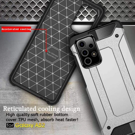 Samsung Galaxy A52 / A52S Hoesje Shock Proof Hybride Back Cover Zwart afbeelding 5