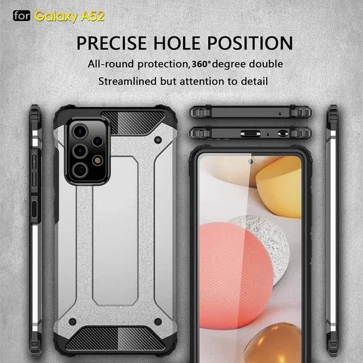 Samsung Galaxy A52 / A52S Hoesje Shock Proof Hybride Back Cover Zwart afbeelding 6
