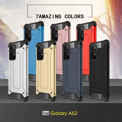 Samsung Galaxy A52 / A52S Hoesje Shock Proof Hybride Back Cover Zwart afbeelding 9