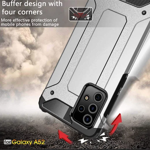 Samsung Galaxy A52 / A52S Hoesje Shock Proof Hybride Back Cover Zwart afbeelding 10