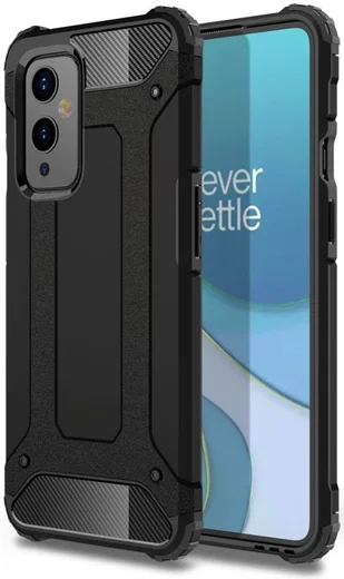 OnePlus 9 Hoesje Shock Proof Hybride Back Cover Zwart afbeelding 1