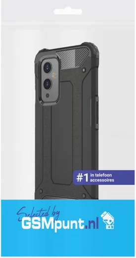 OnePlus 9 Hoesje Shock Proof Hybride Back Cover Zwart afbeelding 2