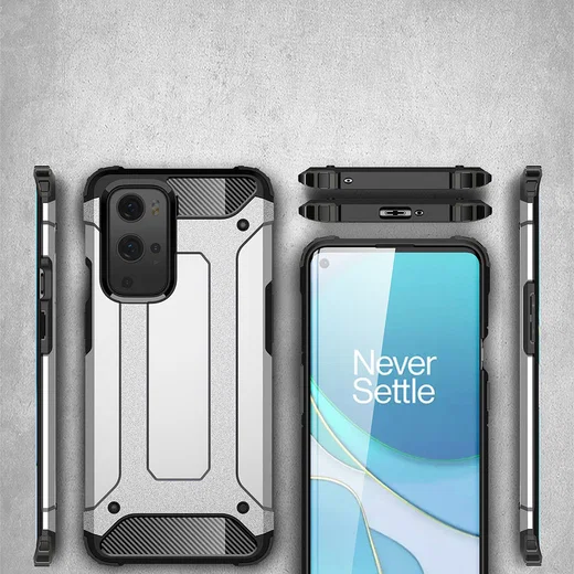 OnePlus 9 Pro Hoesje Shock Proof Hybride Back Cover Zwart afbeelding 5